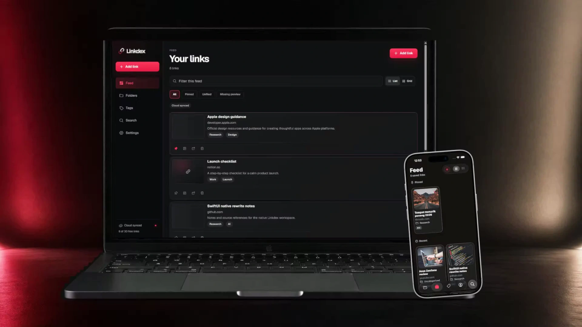 Linkdex on MacBook and iPhone