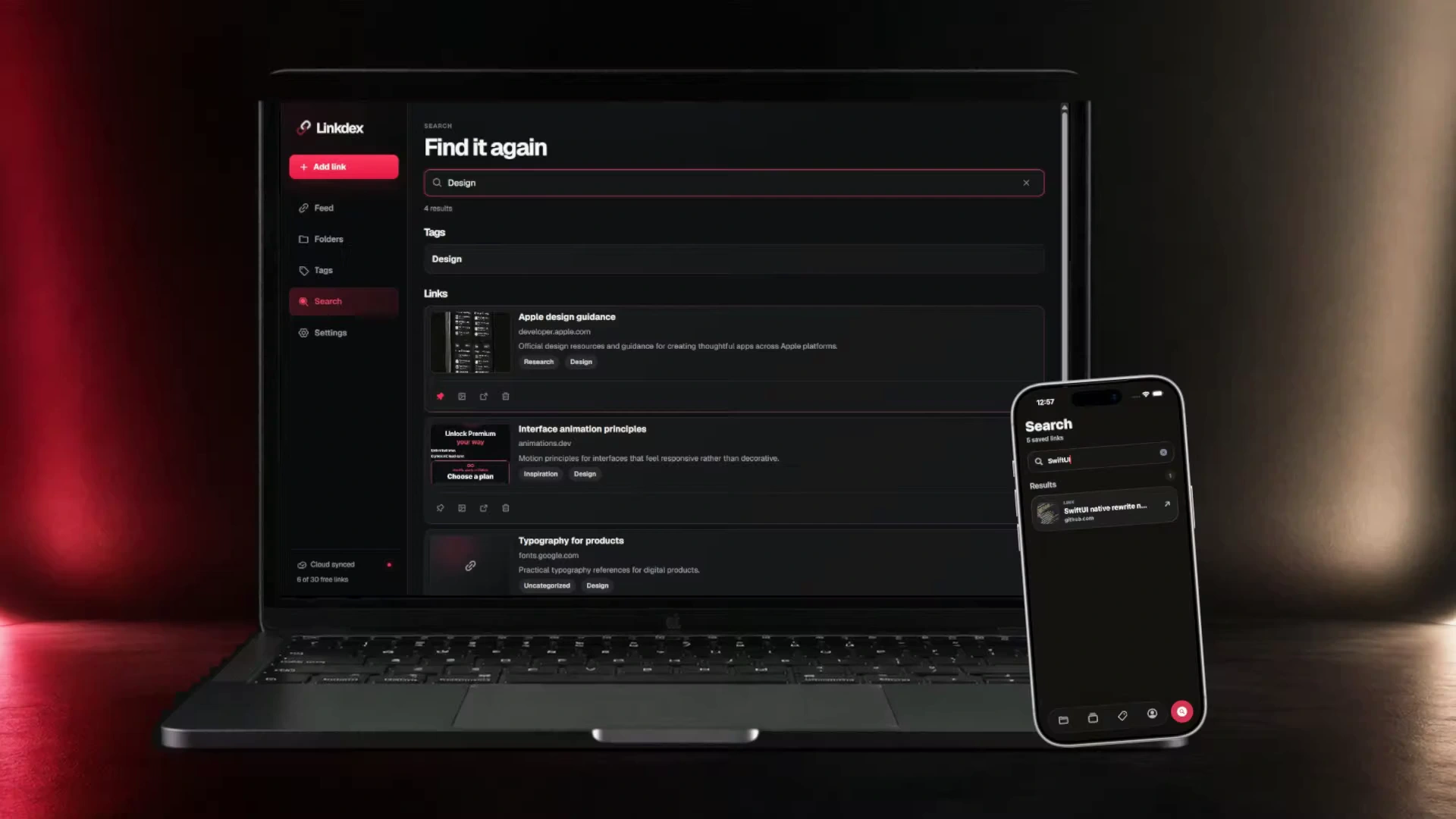 Linkdex on MacBook and iPhone
