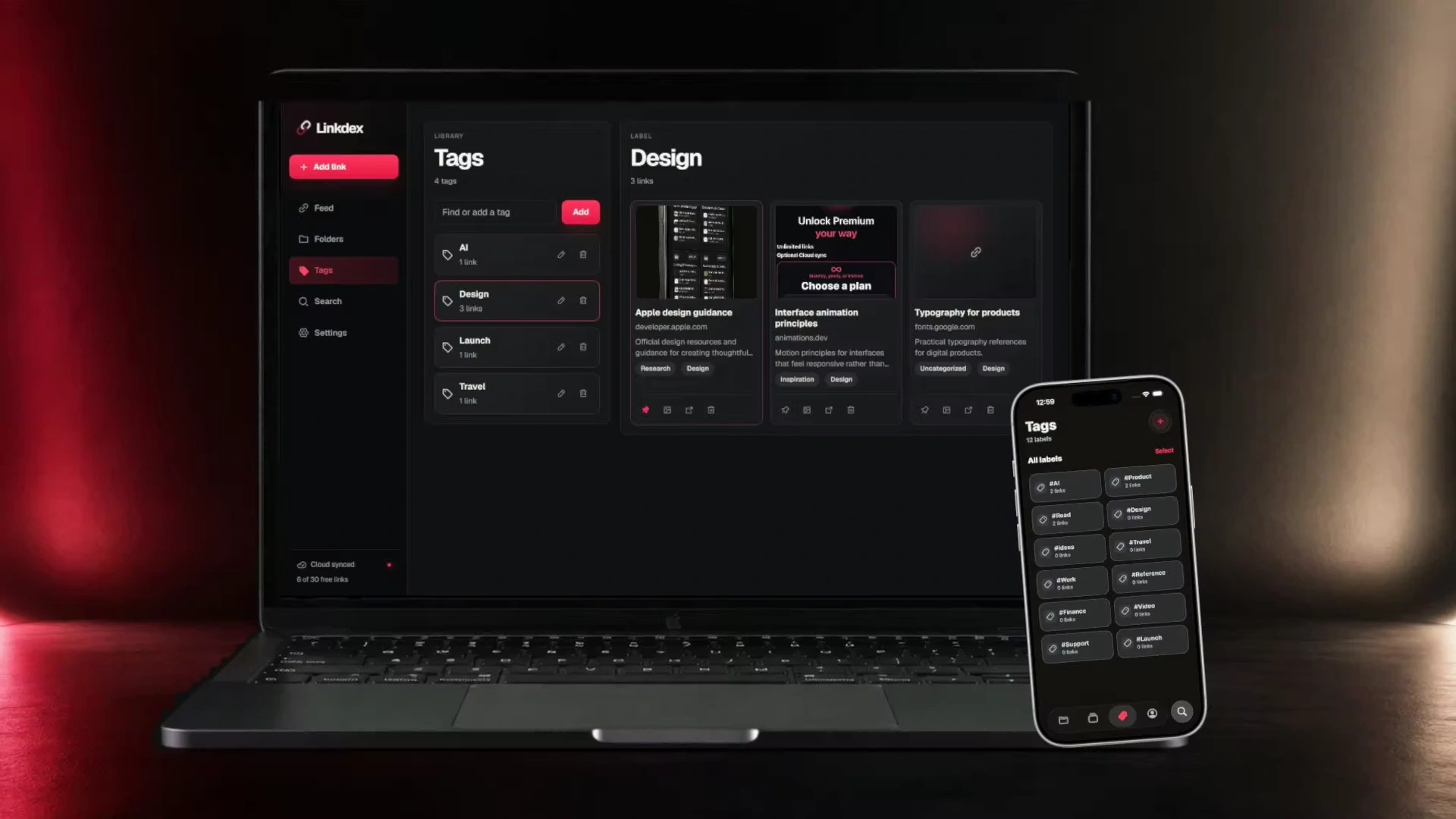 Linkdex on MacBook and iPhone